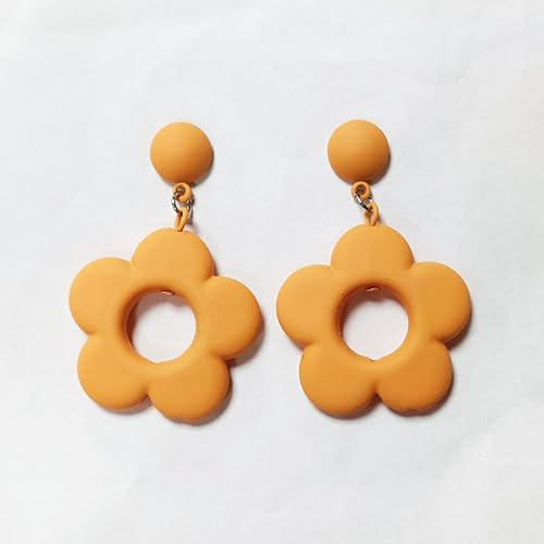 Miniatura 6 de Aretes retro de margaritas Aretes colgantes de flor naranja para mujer Disco, Hippie, accesorios de fiesta bohemios