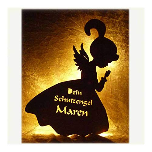 Preisvergleich Produktbild Schlummerlicht24 Led Lampe Nachtlicht Schutzengel mit Namen, Engel als Geburtsgeschenk Taufgeschenk Taufe Geburt Kommunion Mut Geschenke für Baby Mädchen Junge Frau Mann Freund Freundin
