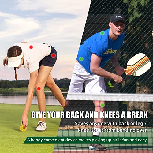 Aucip Pickleball Ball Retriever With Outdoor Indoor Balls-Pickleball Picker For Pickleball Paddles，Attach To Racket Bottom, Easy To Pick Up Pickleball Balls Protect Your Back Away From Bending #TOP3