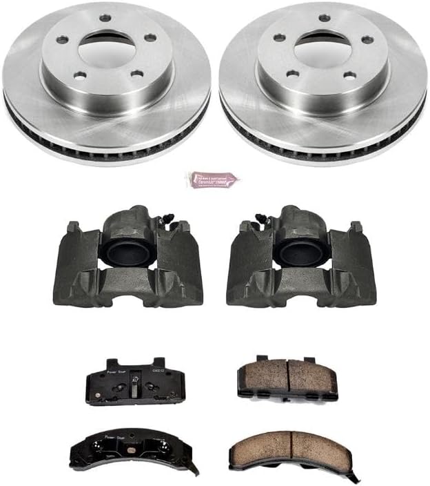 PowerStop Front Brake & Caliper Kit for Buick Century 1983-96 |Electra 1985-90 |LeSabre 1986-91 - Ceramic Brake Pads + Calipers + Disc Rotors Replacement, KCOE1487
