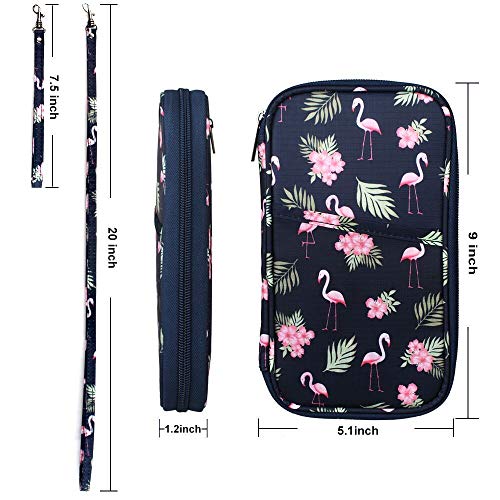 Image of RFID Family Passport Wallet Holder Waterproof, Travel Document Organizer Credit Card Clutch Bag for Men Women, RFID Flamingo, One Size, Classic