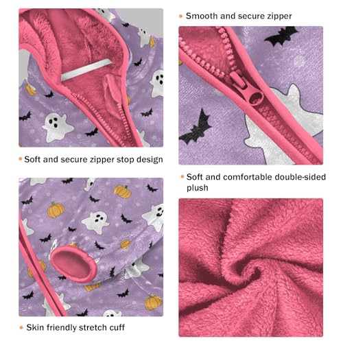 Halloween Toddler Fleece Jacket Baby Girls Hooded Zipper Long Sleeve Thick Warm Outerwear 3-10 Years3