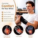 Cordless Heated Wrist Brace with Red Light, Wrist Massager & Hand Massager, Rechargeable Heating Pad with 36 LED (660nm & 850nm), Vibration & Temperature Control, Wrist Heating Pad for Hand, Arm, Knee