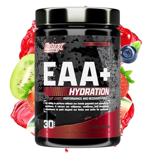 Aminoácidos, Nutrex Research Hidratación EAAs + BCAAs en polvo Aminoácidos esenciales de 8G + electrolitos Sabor Fruit Punch 30 porciones 390 gr