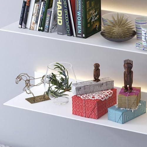Étagère murale flottante blanche avec éclairage LED intégré et structure robuste en métal - 5