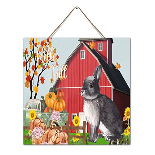 Panneau en bois Hello Fall citation Thanksgiving citrouille extérieur - 3