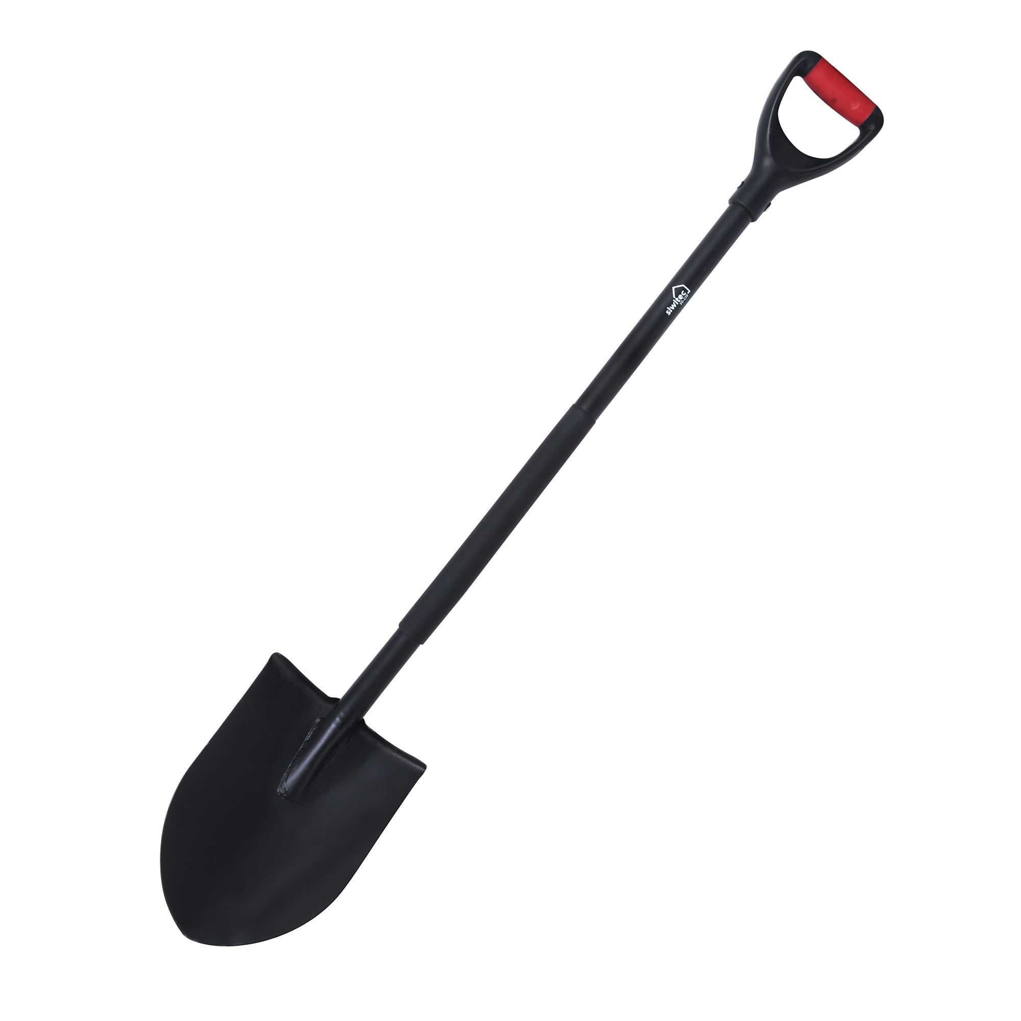 siwitec Gartenspaten rund SG-220 aus Stahl für weiche, steinarme Böden | ergonomischer Spaten | Länge: 118 cm | Schwarz | Garten | Schaufel | Gärtnerspaten
