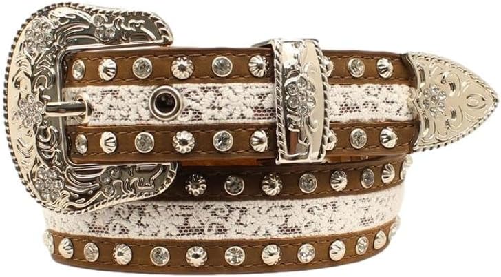 Angel Ranch Western Belt Womens Inlay Fashion Crystals Brown DA5212