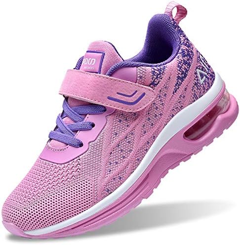 Autper Kids Air Tennis Running Shoes Memory Foam Athletic Lightweight Sports Walking Sneakers for Boys Girls (Big Kid Pink US 4)