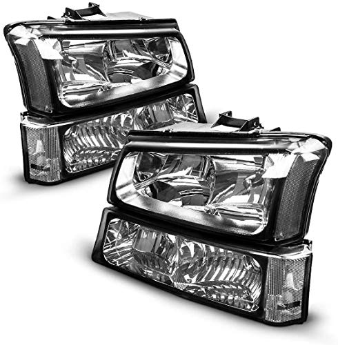 Docas HeadLight Assembly Kit Replacement for 2003 2004 2005 2006 Chevy Avalanche Silverado 1500 2500 3500 1500HD 2500HD Pickup Black Housing Clear Lens Clear Reflector