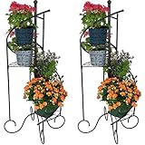 Sunnydaze 4-Tier Metal Iron Plant Stand, Spiral Staircase Design, Set of 2, 56-Inch