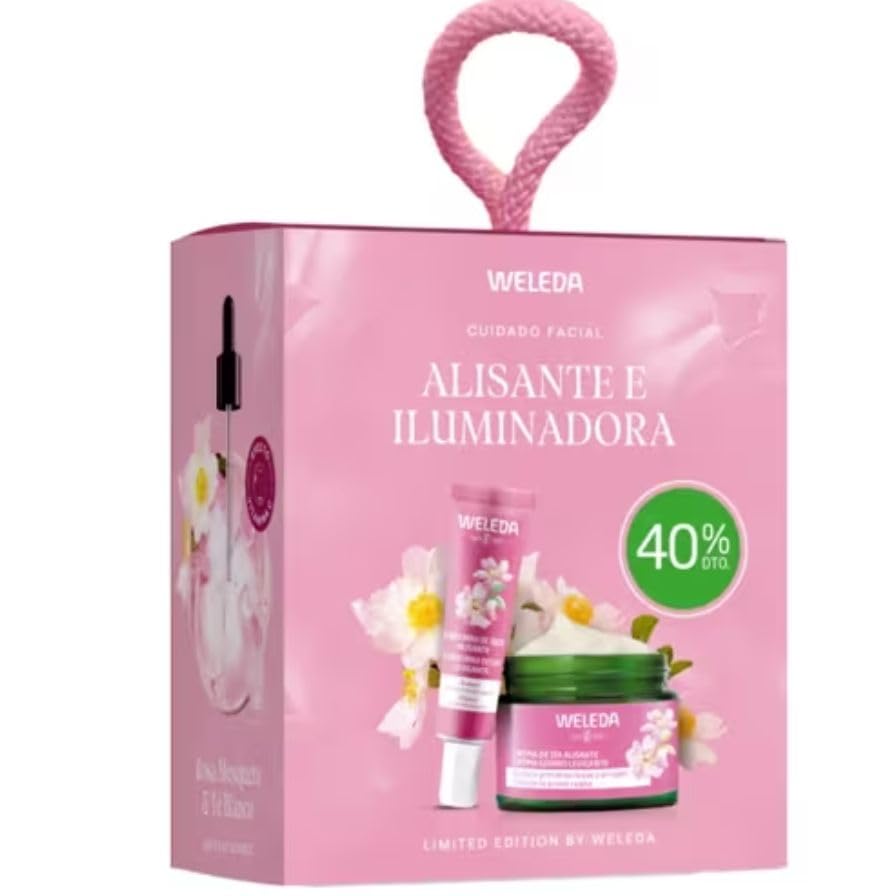 Cofre Regalo Navidad Cuidado Facial Antiedad | Pack Rosa Mosqueta y Té Blanco Bio (Crema Día 40ml + Contorno Ojos 12ml) | Set Alisante, Iluminador y Regenerador Piel Madura | Vegano, Natural