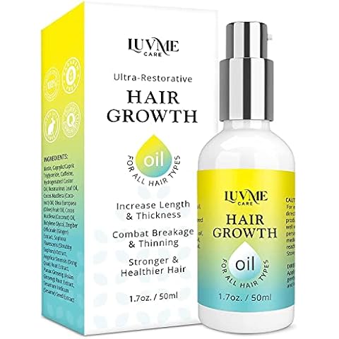 Luv Me Care Biotin Hair Growth Oil Hair Growth Serum for Thicker Longer Fuller Healthier Hair, Prevent Hair Loss & Thinning, All Natural Vitamin Rich Treatment, Women & Men, All Hair Types 1.7 oz Cover