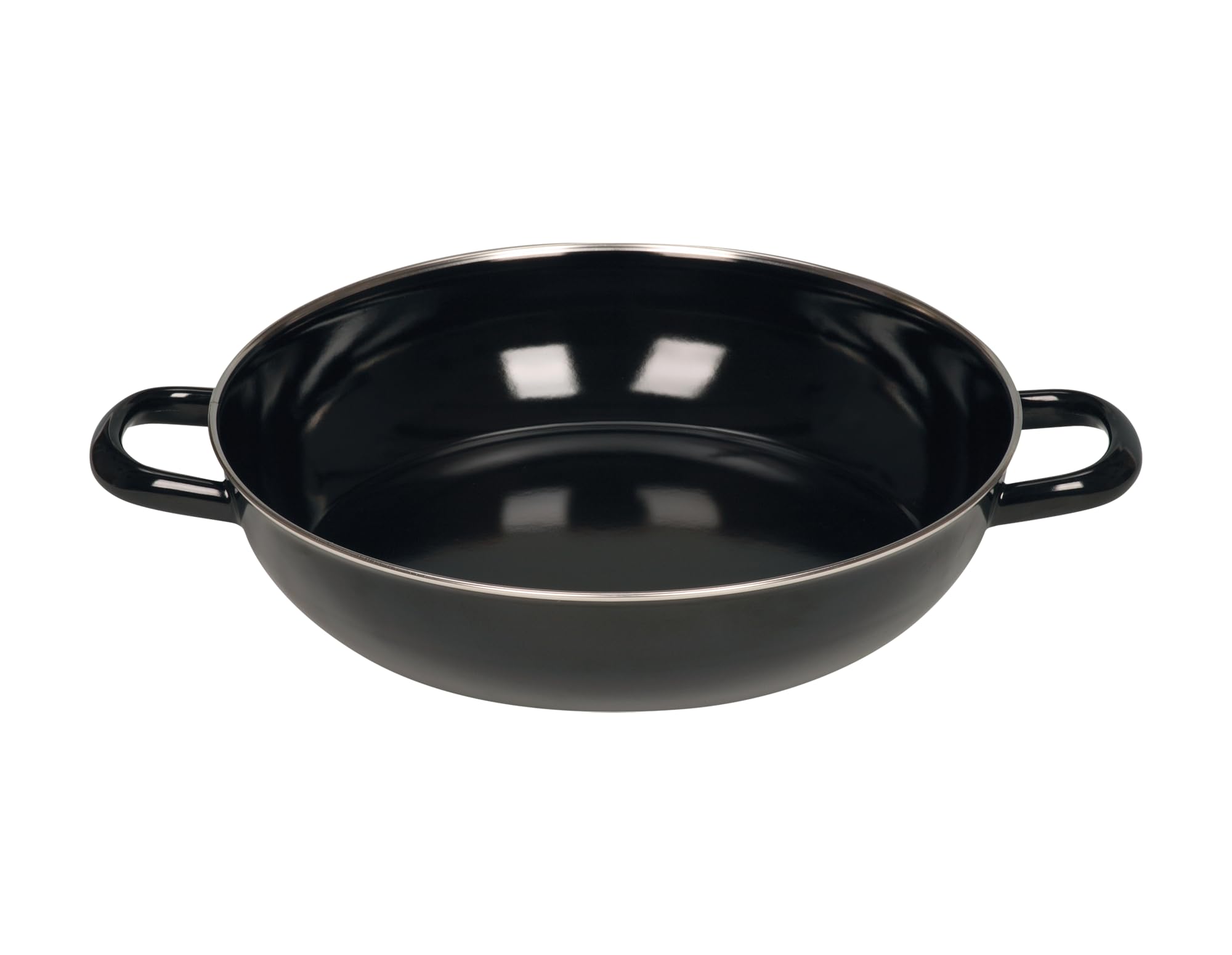 Riess, 0077-022, Schmorpfanne 28, OHNE Glasdeckel, CLASSIC - SCHWARZEMAILLE, Durchmesser 28 cm, Höhe 6,5 cm, Inhalt 2,20 Liter, Emaille, schwarz, Induktion