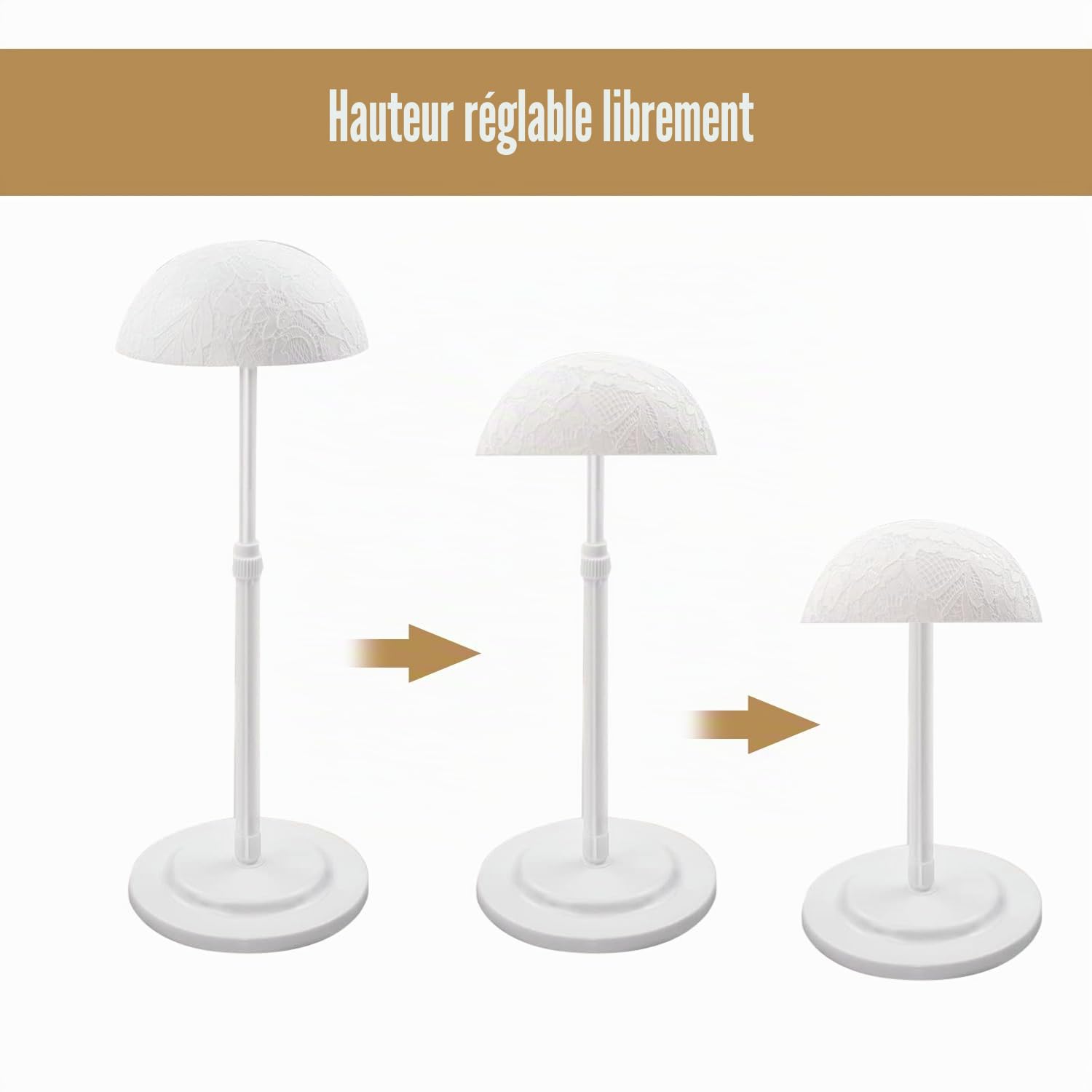 Mannequin Support de tête d'entraînement – 1 support de tête réglable pour Perruques Affichage Style Tête, Pince pour Cosmetology support de table Pince pour tête de perruque(Blanc)