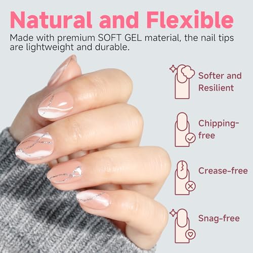 Image of UNA GELLA Extra Short Almond Nail Tips 12 Sizes Matte Gel Nail Tips 120Pcs | Pre-etched Soft Gel Clear Full Cover Nails Tips Short Almond Acrylic False Nails Press On Nails for Nail Extensions DIY Salon