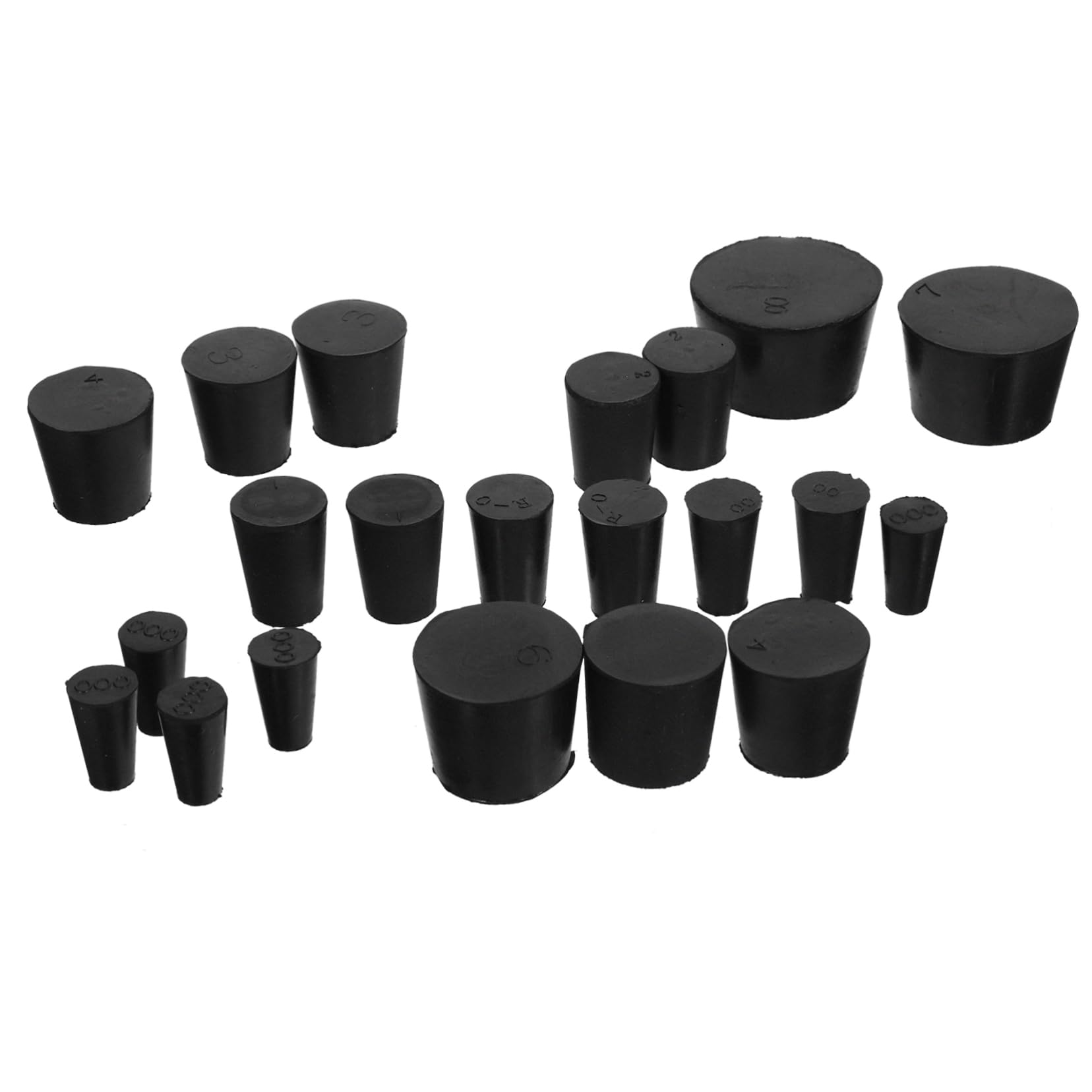 TOPBATHY 5 Series Enchufe De Laboratorio De Goma Tubos Enchufar Tapones De Goma Para Tubos De Ensayo Tapones De Probeta Tapón De Líquido Tapón De Probeta Negro Caucho 21 Piezas X 5