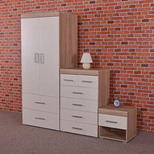 DRP Trading 2 Door 2 Drawer Wardrobe & 4+4 Drawer Chest in White