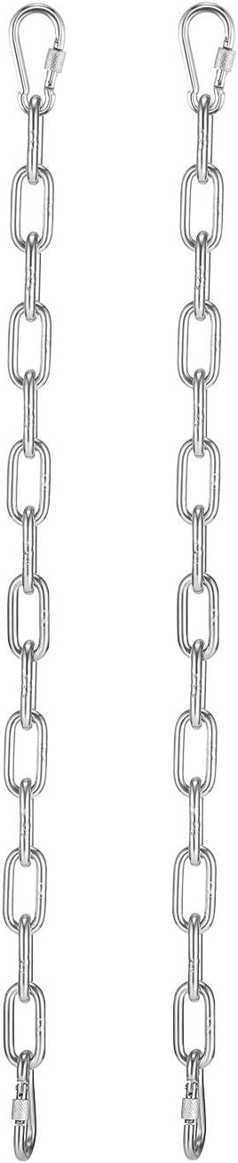 Hammock Chain, Chain for Hanging Chair Stainless Steel Straight Link Chain, 800 Pound Load, with 2 Locking Snap Hooks, 2 pcs Pack