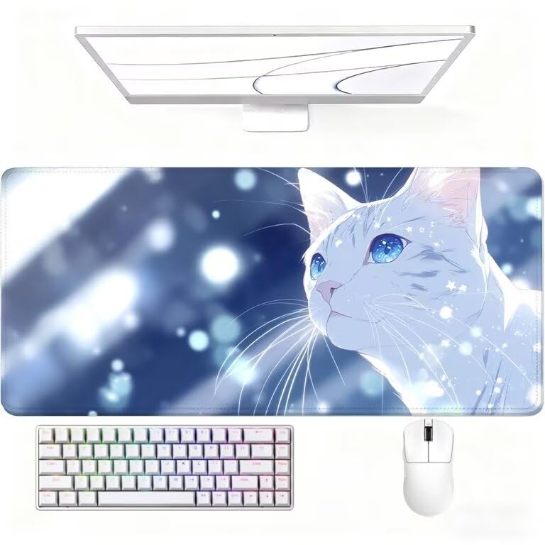 Śliczna podkładka pod mysz do gier duża podkładka pod mysz 1200 x 600 x 3 mm podkładka pod mysz kotek gładka powierzchnia z antypoślizgową gumową podstawą pod ręką biurko akcesoria do gier dla gracza