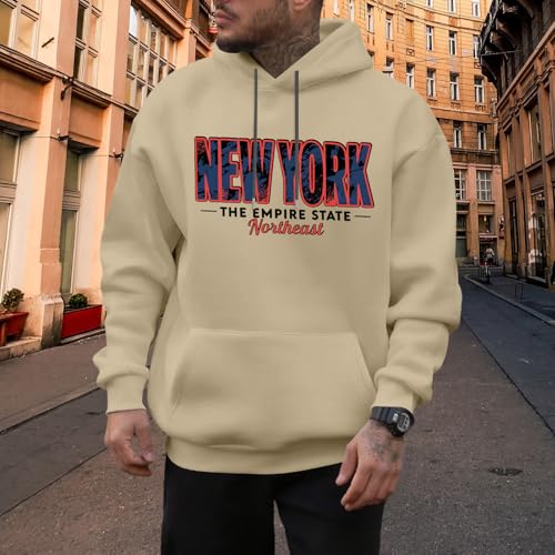 Hoodies for Men Graphic - Long Sleeve Letter Hooded Sweatshirt,Fall Winter Pullover Top Travel Fashion Clothes2