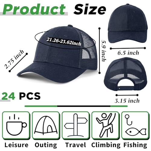 Image of Suhine 24 Pcs Blank Trucker Hat Bulk Unisex Mesh Baseball Cap for Sublimation Embroidery Vintage Adjustable Hat for Men Women