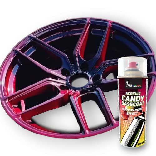 PMcolours Candy couleur, Bombe de peinture transparente et translucide, Aérosol de base de 400 ml (Rouge/Blood Red)