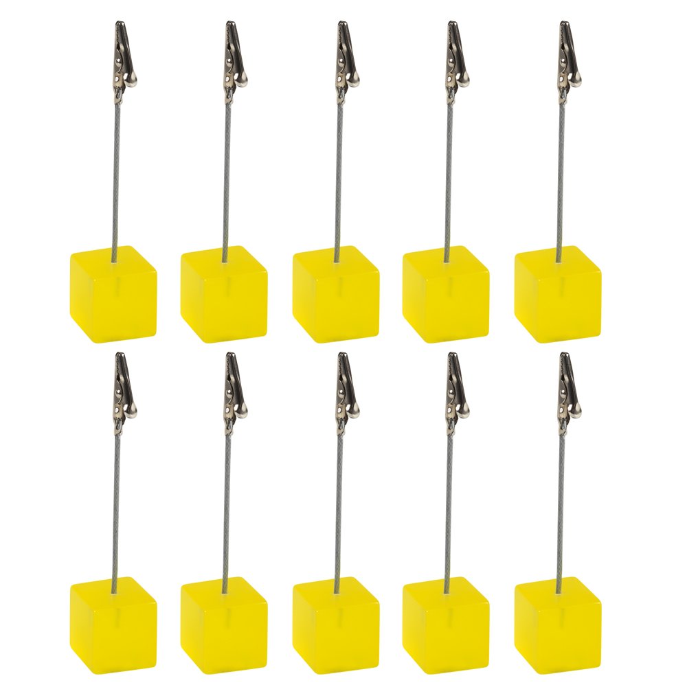 eBuyGB Pack of 10 Wedding Name Table Setting Marker Place Card Holder, Transparent Yellow