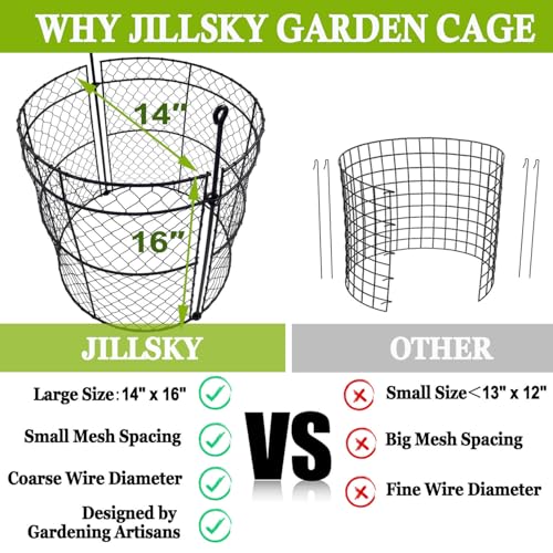 JILLSKY 10 Pack Garden Plant Protection Cloches 14"x16", Heavy Duty Chicken Wire Plant Protectors, Rustproof Metal Garden Cages to Shield Seedlings, Flowers & Vegetables from Animals - Image 3