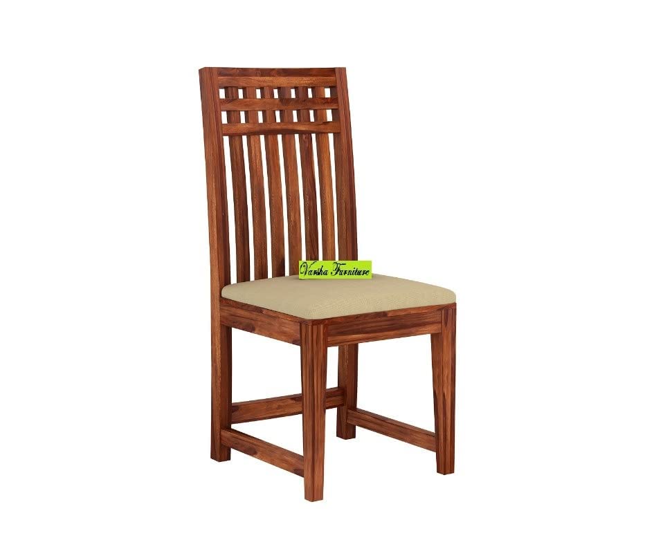 Image of Varsha Furniture Solid Wood Dining Chair Set for Dining Room Set of 2 | Wooden Study Chairs | Multipurpose Chair Made with Indian Sheesham Wood | Honey Finish