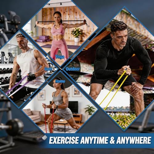 Resistance Bands, 5 Levels Exercise Bands for Men Women, Upgraded Tear Resistant Workout Band with Door Anchor,Body Stretching,Physical Therapy,Muscle Training, Pull Up Assistance Band for Working Out — view 5