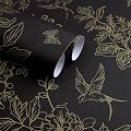 Froluya Black and Gold Wallpaper Peel and Stick Wallpaper 17.7"x118.1" Vintage Floral Boho Peel and Stick Wall Paper Dark Removable Self Adhesive Contact Paper for Bedroom Cabinets Shelf Liner Vinyl