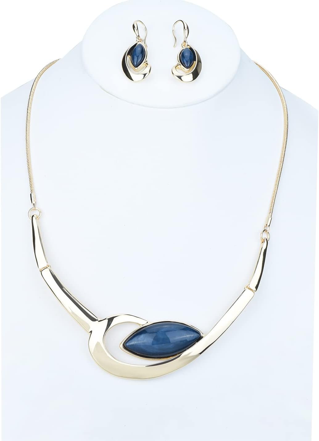 Hollow Out Oval Ring Bib Statement Necklaces and Earrings Jewelry Sets for Women Bridal Dinner Party Wedding Jewelry