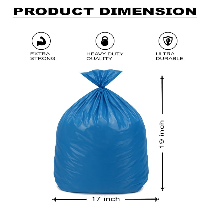 Image of ELLA Garbage Bags 17 x 19 Inches Blue Color 6 Rolls 180 Bags Small Size Trash Bags for Daily Wet Dry Waste Use in Kitchen Bathroom Office and Cleaning With Check Duster Cloth Free