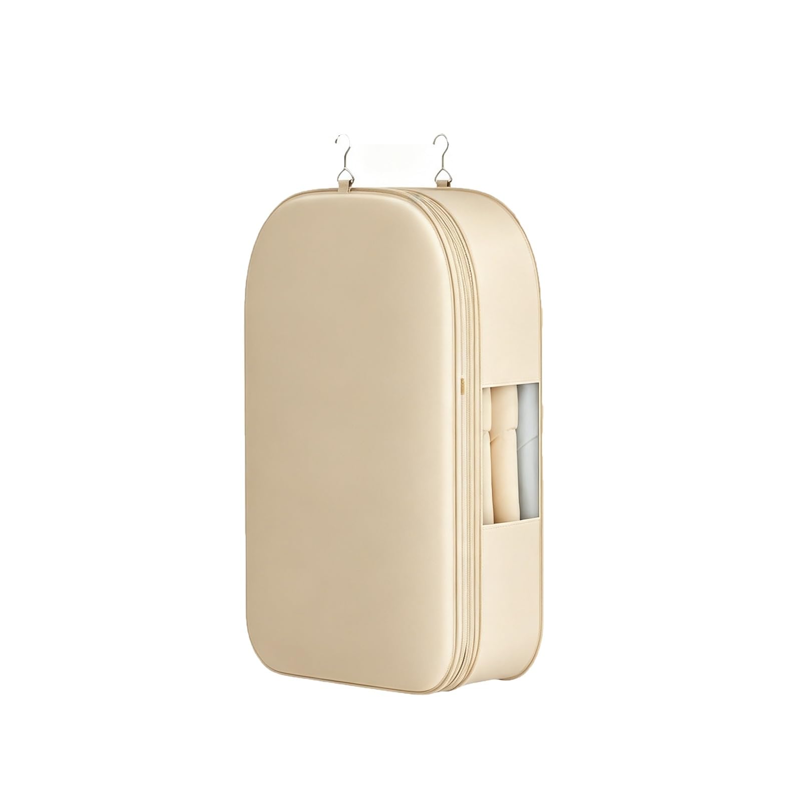 Funda Abrigos Armario de Plumón, Fundas Ropa que Ahorran Espacio | Funda Abrigos de Compresión con Ventana Transparente, Funda Ropa Satén de Plumón en Armario(Beige,58*38*90cm/23*15*35in)