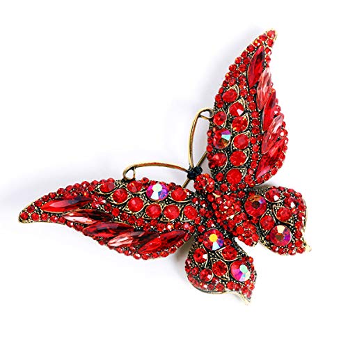 Image of Suoirblss 3.74 Inches Vintage Rhinestone Butterfly Brooch Pin Crystal Cute Animal Rhinestones Corsage Pin