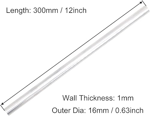 Miniatura 2 de Tubo redondo de aluminio 6063, 0.63 pulgadas de diámetro exterior de 0.039 in de grosor de pared de 11.811 in de longitud, tubo recto de metal sin