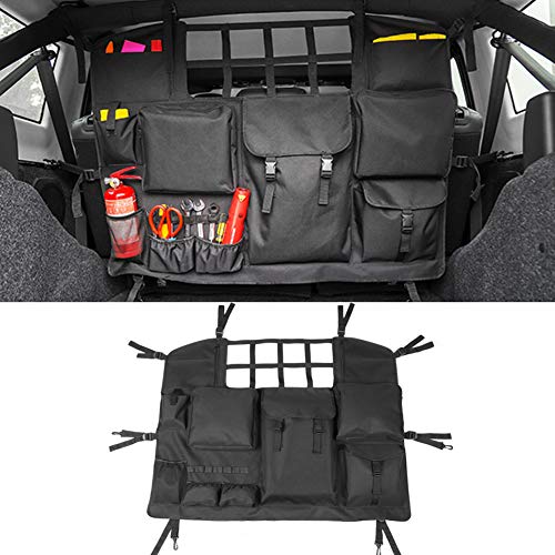 idain Trunk Cargo Tool Organizer Backseat Pet Dog Barrier,Tool Storage Bag Holder Cabin Divider for Jeep Wrangler JKU JLU 2007-2020 4 Doors ONLY