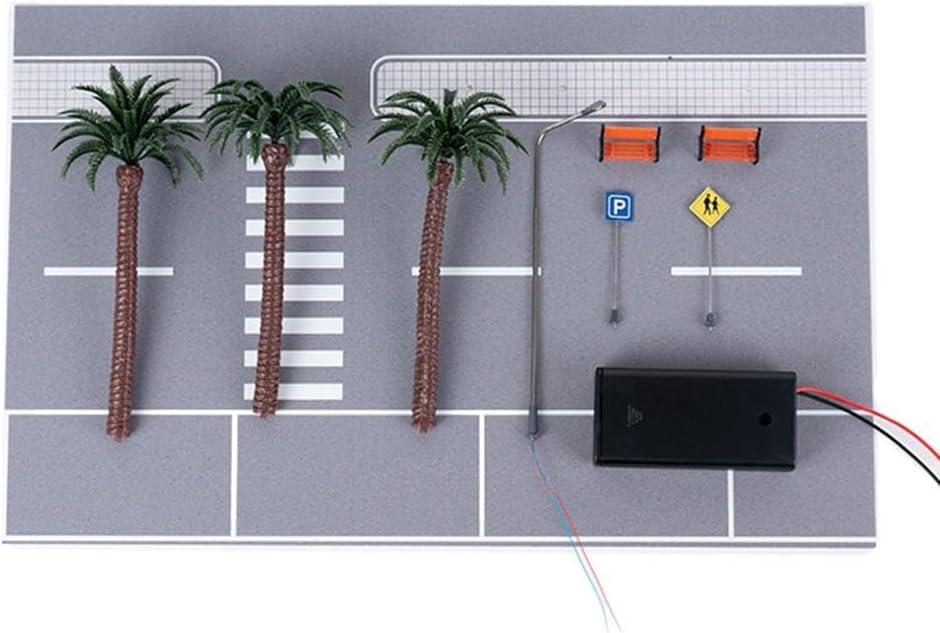 1/64 Scale LED Light Integrated Diorama Car Parking Lot Model, Roadway Display And