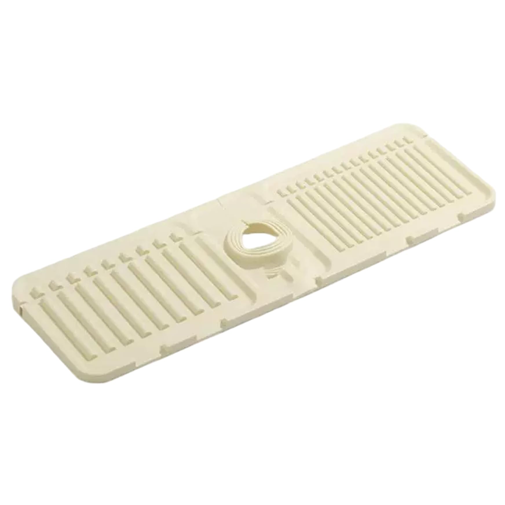 Uanqfegy Sink Splash Guard - Silicone Faucet Mat with Drainage, Customizable Countertop Protector for Backsplash, Dish Soap and Sponge Holder, Beige