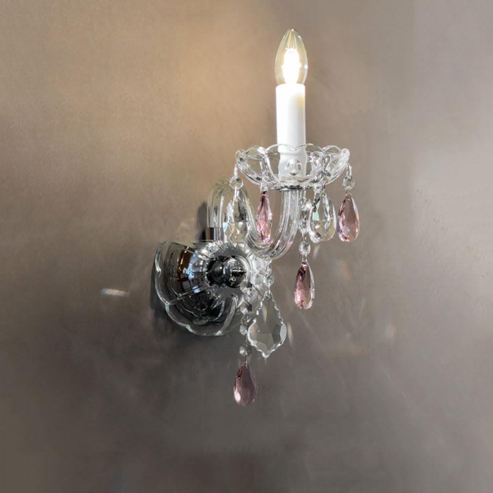 SXSCARKX French Crystal Wall Sconce Light With Candle Shape 1/2-Light Glass Mounted Lamp Modern Fixtures For Bedroom Living Room Vintage Sconces Bedside Kids