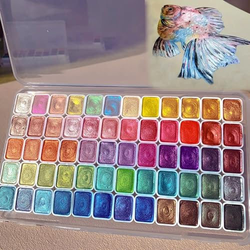 Forestry Shifting Watercolor Painting Set60 Colors Watercolor Painting SetMetallic WatercolorsGlitter Watercolor Paint For Children Adults Art Paint (60 colors 1ml 1* Pen)
