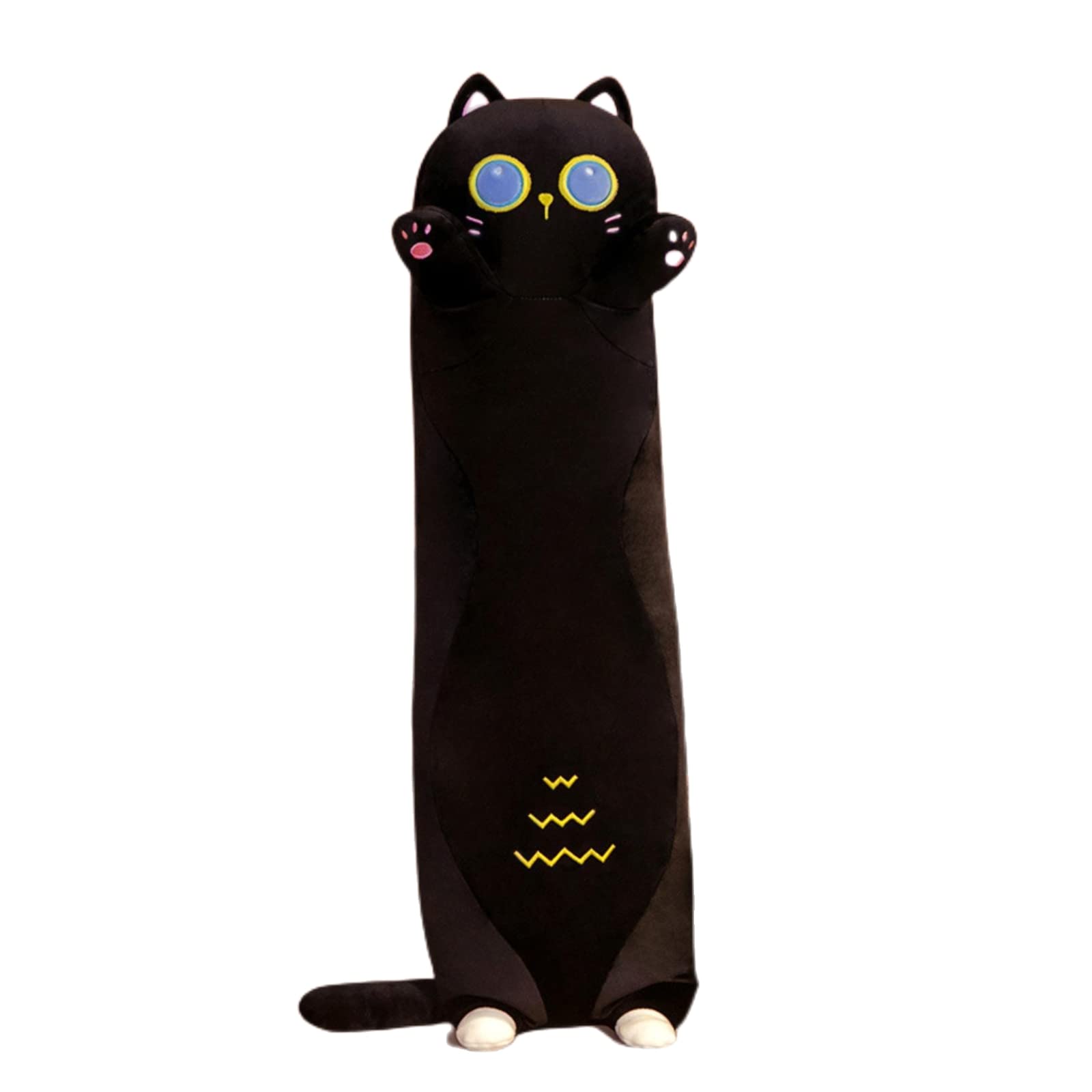 Long Cat Plush Body Pillow, Cute Body Pillow, Various Sizes and Colors are Available, Soft Cat Stuffed Animal Long Pillow Toy Kitten Body Pillow Gifts for Kids and Girlfriends (Black, 110CM) - 110CM Black