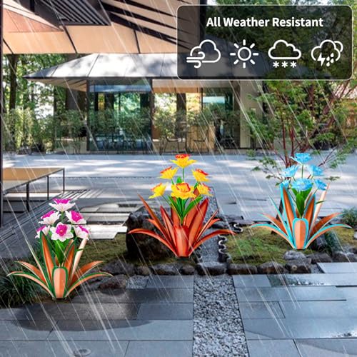 Image of TOMBABY Huge Metal Agave Plants Outdoor Decoration Outdoor Garden Decorated with Flowers Mexican Yard Art Plant Garden Gift(red 2 Pack)