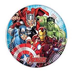 Procos 93485 – Party-borden Mighty Avengers, grootte 20 cm, 8 stuks, wegwerpborden van papier, kinderverjaardag…