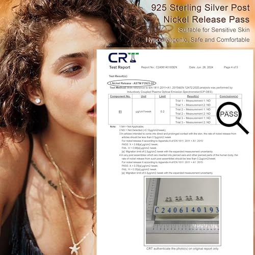 Hypoallergenic Stud Earrings for Women Men - 925 Sterling Silver Earrings for Sensitive Ears - 6/8/10mm Cubic Zirconia Earrings Studs-18K Gold Plated Simulated Diamond CZ Halo Earrings 2/4Pairs4