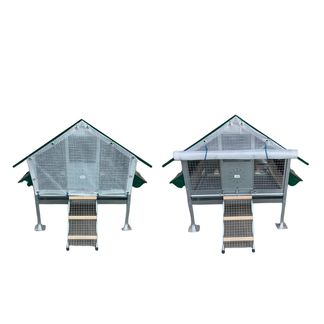 Pollaio Procida per ca. 12 Galline. Casetta Interamente Zincata con Pareti Laterali Chiuse, Tetto Zincato e Verniciato di Verde, Rete Antintrusione Zincata. Ingombro Max cm 160 x 120 x H 120