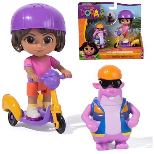 Image of Dora, Zoom & Explore Adventure Pack with Dora & Tico Toy Figures & 3-Wheeled Scooter Accessory, Kids Toys for Girls & Boys Ages 3 and Up