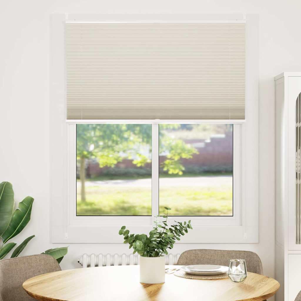 Plissee Rollo Jalousie Raffrollo Doppelrollo 110 x 150 cm Creme, Sichtschutz Sonnenschutz Blickdicht, Thermo Klemmfix ohne Bohren für Fenster, Tür, Balkontür, Schlafzimmer