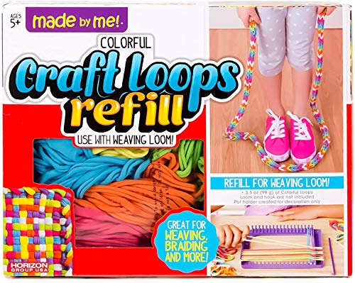 Made By Me Craft Loops Refill by Horizon Group USA, Includes 3.5 Oz of Weaving Loom Loops in 7 Vibrant Colors, Multicolored